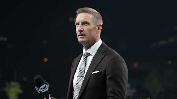 Dec 27, 2023; San Diego, CA, USA; Fox Sports analyst Joel Klatt at the Holiday Bowl at Petco Park. Mandatory Credit: Kirby Lee-USA TODAY Sports