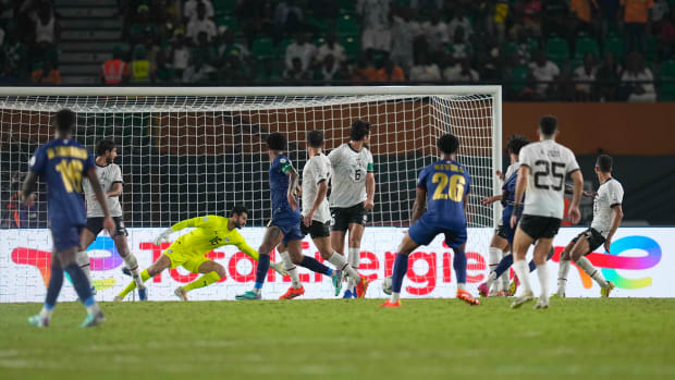 An action shot taken during Egypt's 2-2 draw with Cape Verde at the 2023 Africa Cup of Nations