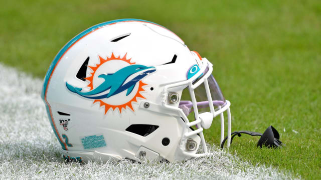 Nov 3, 2019; Miami Gardens, FL, USA; Miami Dolphins running back Mark Walton (22) helmet is seen before a game against the New York Jets at Hard Rock Stadium.