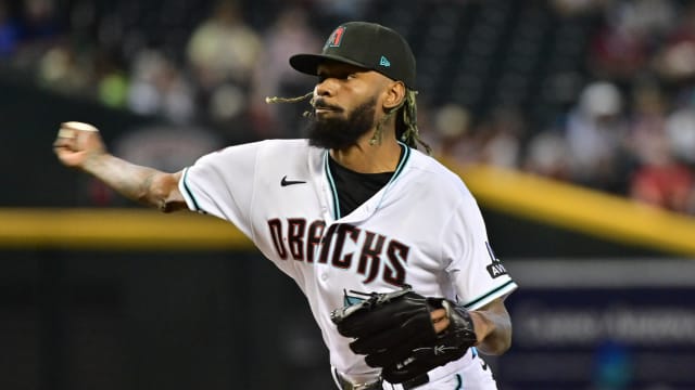 Miguel Castro throws a pitch against the Miami Marlins at Chase Field.