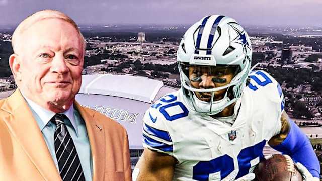 Dallas Cowboys owner Jerry Jones and running back Tony Pollard.