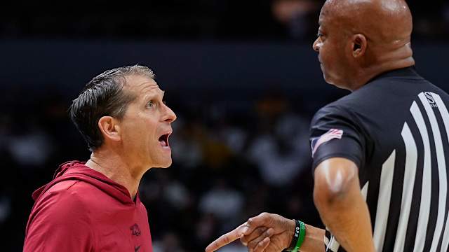 Razorbacks coach Eric Musselman against Missouri