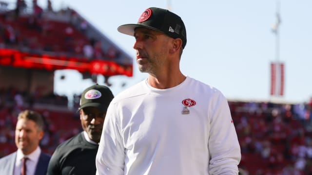 San Francisco 49ers head coach Kyle Shanahan walks off the field after a game against the Arizona Cardinals.
