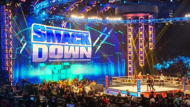 A crowd shot of the WWE SmackDown stage.