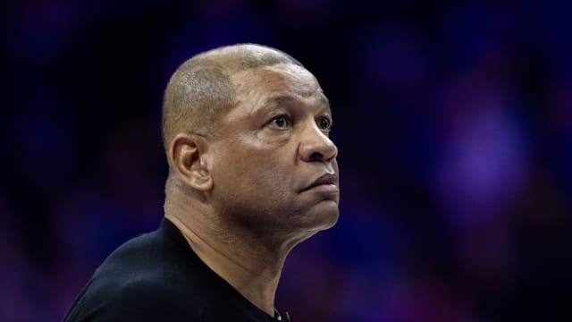 Milwaukee Bucks head coach Doc Rivers looks on during the second quarter against the Philadelphia 76ers 