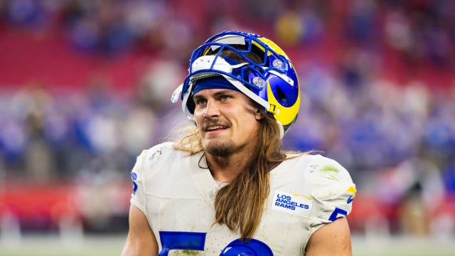 Nov 26, 2023; Glendale, Arizona, USA; Los Angeles Rams linebacker Christian Rozeboom (56) against the Arizona Cardinals at State Farm Stadium.