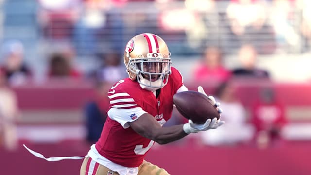 Jan 7, 2024; Santa Clara, California, USA; San Francisco 49ers wide receiver Ray-Ray McCloud III (3) catches a pass against the Los Angeles Rams during the second quarter at Levi's Stadium.