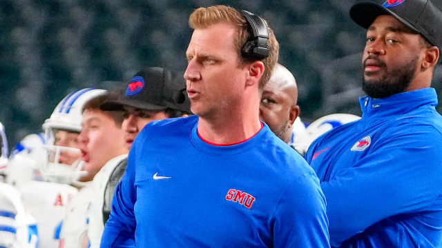 Ponies' Rhett Lashlee on the sidelines against Temple last Saturday night