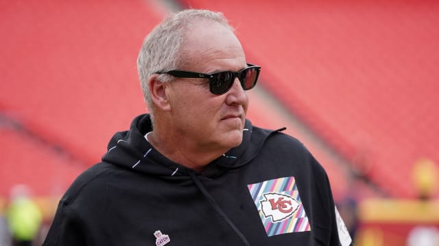 Oct 12, 2023; Kansas City, Missouri, USA; Kansas City Chiefs assistant head coach Dave Toub on field against the Denver Broncos prior to a game at GEHA Field at Arrowhead Stadium. Mandatory Credit: Denny Medley-USA TODAY Sports  