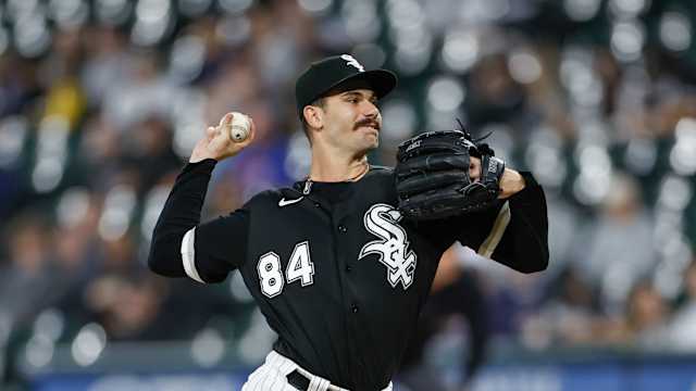 Sep 29, 2023; Chicago, Illinois, USA; Chicago White Sox starting pitcher Dylan Cease (84) delivers a pitch against the San Diego Padres during the first inning at Guaranteed Rate Field. Mandatory Credit: Kamil Krzaczynski-USA TODAY Sports  