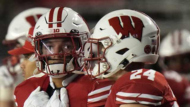 Wisconsin running back Braelon Allen (0) stands on the sidelines during the fourth quarter of their game Saturday, November 11, 2023 at Camp Randall Stadium in Madison, Wisconsin. Northwestern beat Wisconsin 24-10.