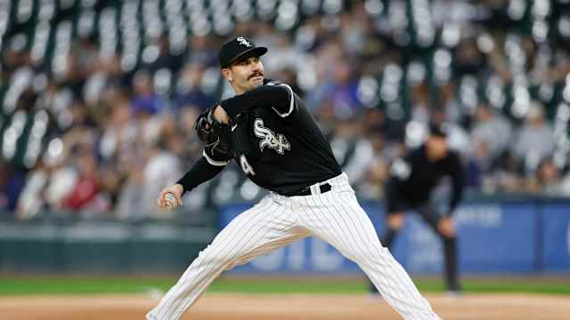 Sep 29, 2023; Chicago, Illinois, USA; Chicago White Sox starting pitcher Dylan Cease (84) delivers a pitch against the San Diego Padres during the first inning at Guaranteed Rate Field. Mandatory Credit: Kamil Krzaczynski-USA TODAY Sports