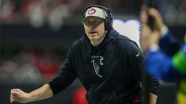 Nov 26, 2023; Atlanta, Georgia, USA; Atlanta Falcons head coach Arthur Smith on the sideline against the New Orleans Saints in the first quarter at Mercedes-Benz Stadium.