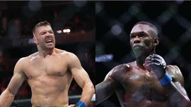 UFC 297 headliner Dricus Du Plessis and former two-time UFC middleweight champion Israel Adesanya.