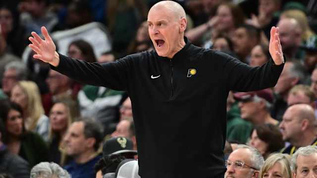 Indiana Pacers head coach Rick Carlisle reacts i
