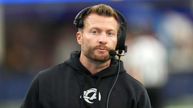 Dec 17, 2023; Inglewood, California, USA; Los Angeles Rams coach Sean McVay watches from the sidelines in the second half against the Washington Commanders at SoFi Stadium.