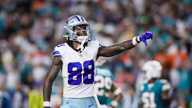 Dec 24, 2023; Miami Gardens, Florida, USA; Dallas Cowboys wide receiver CeeDee Lamb (88) reacts toward Miami Dolphins fans during the fourth quarter at Hard Rock Stadium.