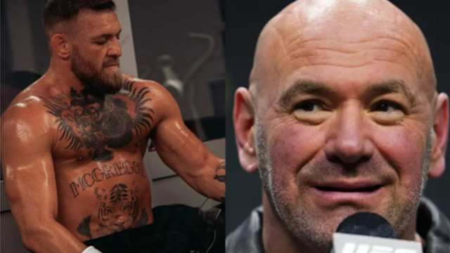 Former two-division UFC champion Conor McGregor and Dana White.