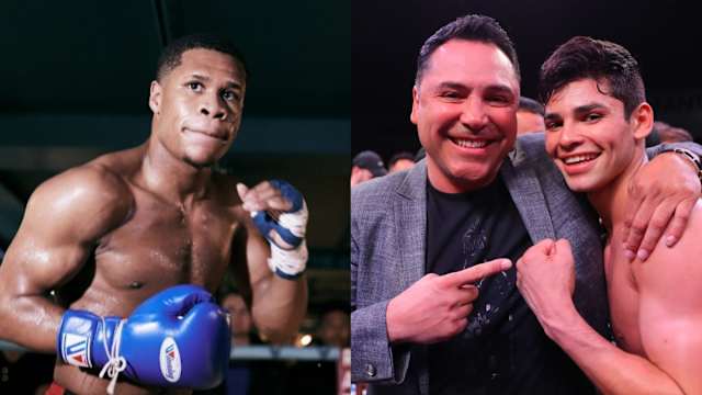 World boxing champion Devin Haney & a pic of Oscar De La Hoya with Ryan Garcia.