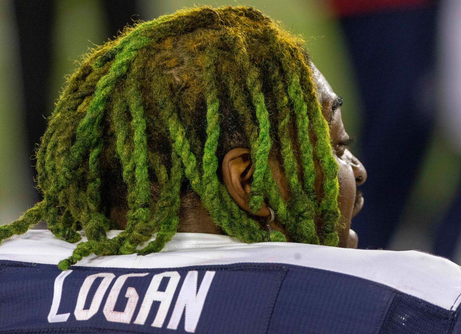 Feb 18, 2023; Houston, TX, USA; Houston Roughnecks defensive lineman Glen Logan (97) sits on the bench while the Roughnecks play against the Orlando Guardians in the fourth quarter at TDECU Stadium. Mandatory Credit: Thomas Shea-USA TODAY Sports  
