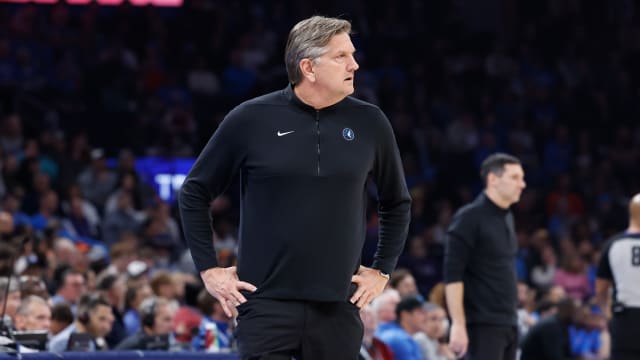 Dec 26, 2023; Oklahoma City, Oklahoma, USA; Minnesota Timberwolves head coach Chris Finch watches his team play against the Oklahoma City Thunder during the second quarter at Paycom Center.
