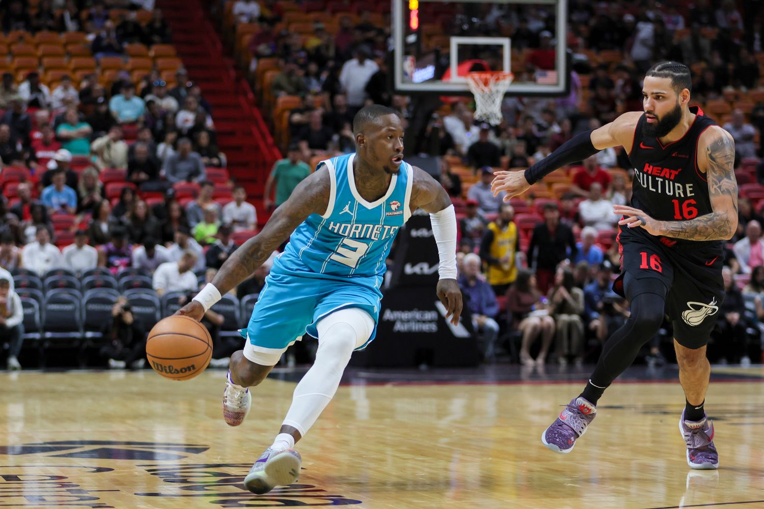 Rozier dribbles during the Hornets' 115-104 loss to the Heat on Dec. 13, 2023.