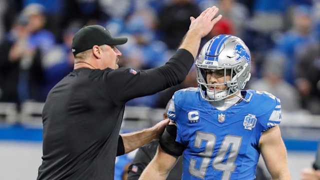 Detroit Lions Dan Campbell embraces Alex Anzalone
