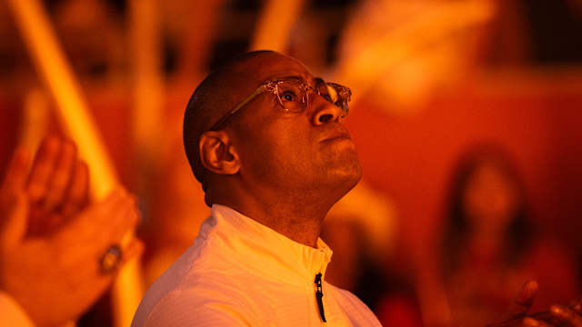 Texas Head Coach Rodney Terry watches the pre-game video ahead of the Longhorns' game against the Baylor Bears at the Moody Center in Austin, Jan 20, 2024.  