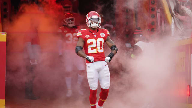 Dec 25, 2023; Kansas City, Missouri, USA; Kansas City Chiefs safety Justin Reid (20) is introduced against the Las Vegas Raiders prior to a game at GEHA Field at Arrowhead Stadium. Mandatory Credit: Denny Medley-USA TODAY Sports  