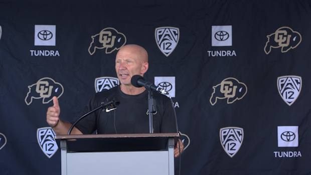 Charles Kelly speaks to media after practice on Aug 2.