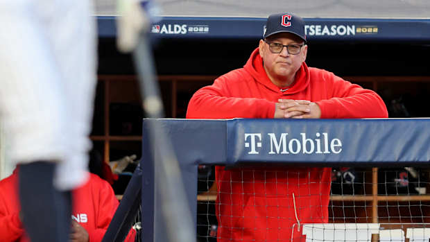 Terry Francona looks on from the Cleveland dugout.