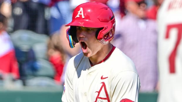 Razorbacks' Ross Lovich celebrates homer against McNeese State