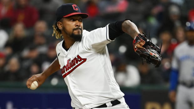 Sep 30, 2022; Cleveland, Ohio, USA; Cleveland Guardians relief pitcher Emmanuel Clase (48) throws a pitch during the ninth inning against the Kansas City Royals at Progressive Field. Mandatory Credit: Ken Blaze-USA TODAY Sports