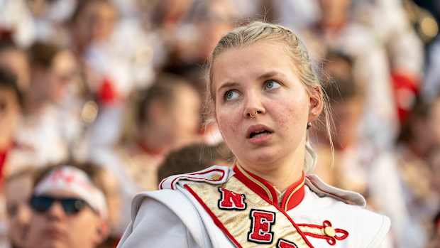 Nebraska band member 4Q 2021 Iowa USATSI_17234957