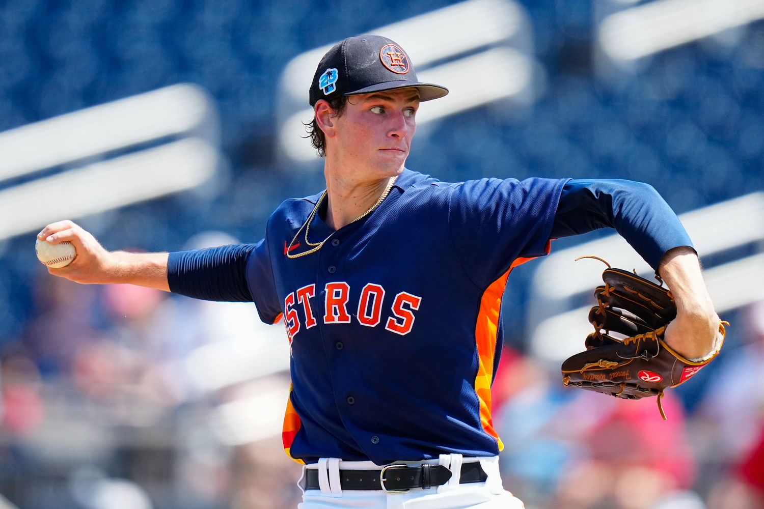 Mar 11, 2023; West Palm Beach, Florida, USA; Houston Astros starting pitcher Forrest Whitley (60) throws a pitch against the St. Louis Cardinals during the first inning at The Ballpark of the Palm Beaches. Mandatory Credit: Rich Storry-USA TODAY Sports  