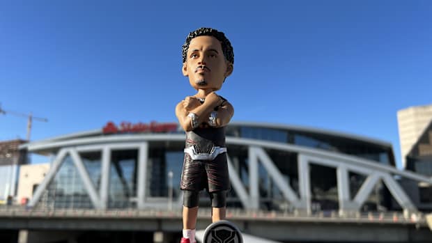 View of Trae Young bobblehead.