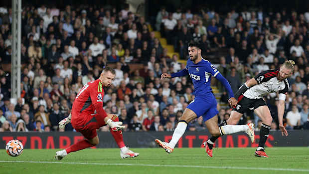 Armando Broja pictured (center) scoring for Chelsea against Fulham in October 2023