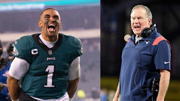 Jalen Hurts and Bill Belichick