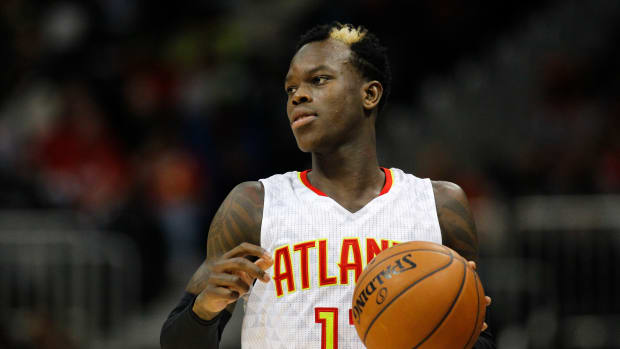 Atlanta Hawks guard Dennis Schroder (17) dribbles the ball.