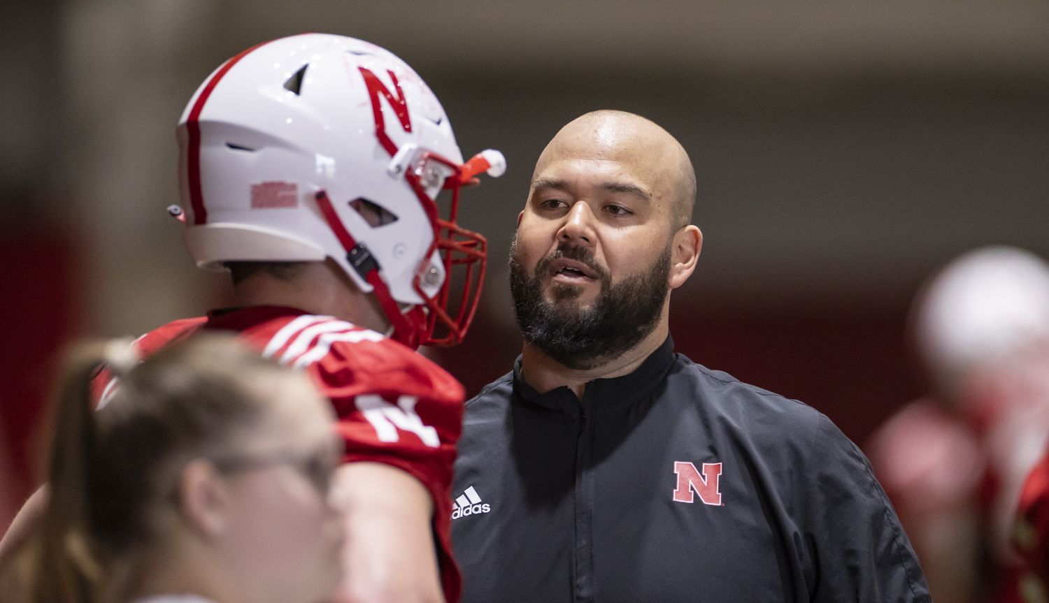 Donovan Raiola spring practice 2022.02.28 NebAth 0059