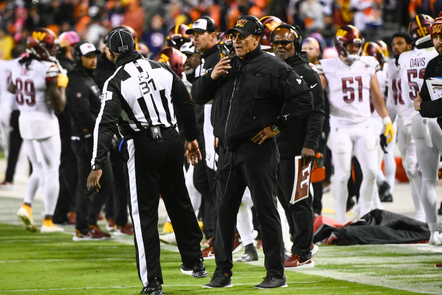 Washington Commanders coach Ron Rivera on the sidelines during his team's Week 6 win over the Chicago Bears.