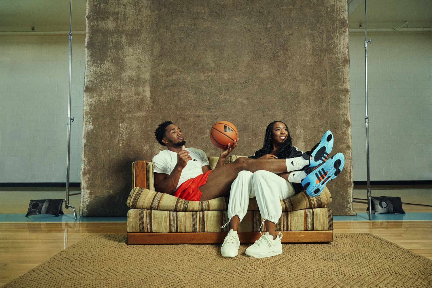 Donovan Mitchell and his mom in an adidas photo shoot.