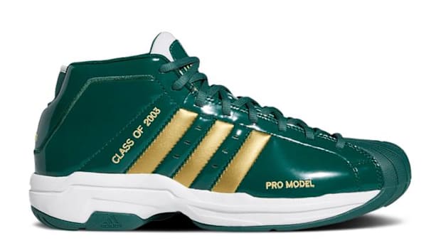 Adidas released the sneakers worn by LeBron James in high school. The adidas T-Mac 2 'SVSM' colorway is on sale now.