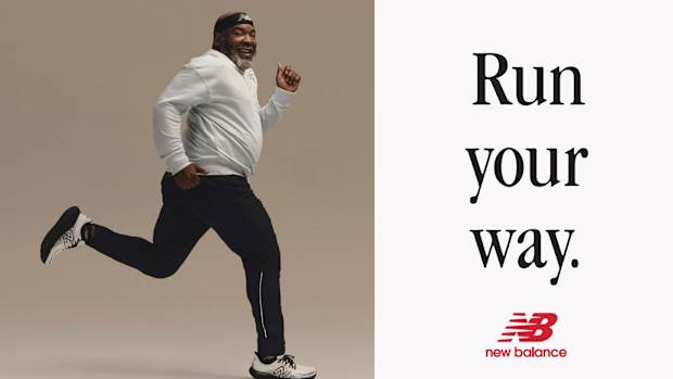 View of runner in New Balance apparel.