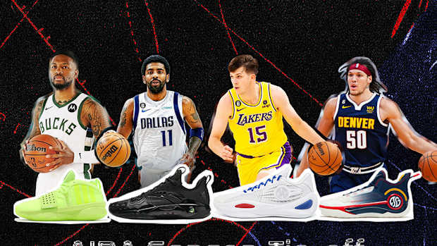 Promotional poster for NBA player's signature sneakers.