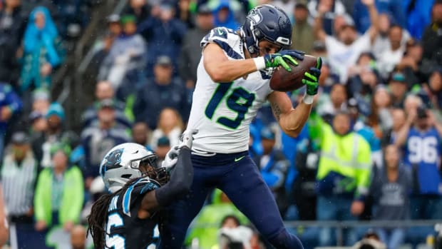 Jake Bobo grabbed his first NFL touchdown against the Panthers.