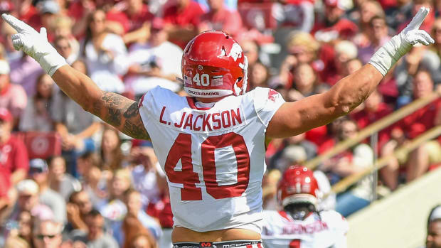 Defensive End Landon Jackson After a Sack Against Alabama