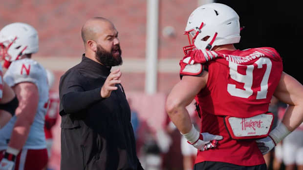 Donovan Raiola and Blaise Gunnerson 2022 Nebraska football practice Rutgers week