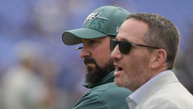 Matt Patricia with general manager Howie Roseman