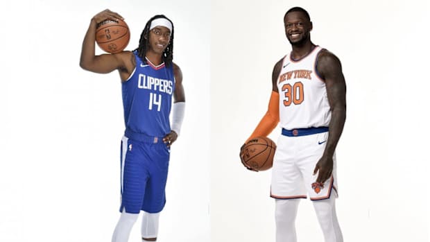Terance Mann and Julius Randle at 2023 NBA Media Day.